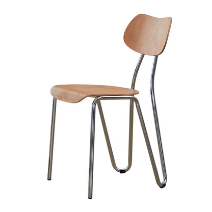 Modern Minimalist Rectangular Curved Multi-Layer Plate Iron Dining Chair Backrest Armless For Dining Room
