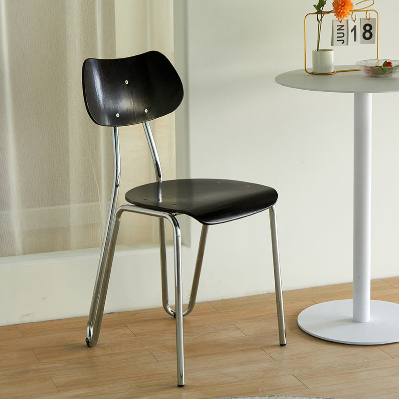 Modern Minimalist Rectangular Curved Multi-Layer Plate Iron Dining Chair Backrest Armless For Dining Room