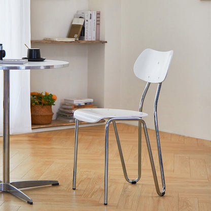 Modern Minimalist Rectangular Curved Multi-Layer Plate Iron Dining Chair Backrest Armless For Dining Room