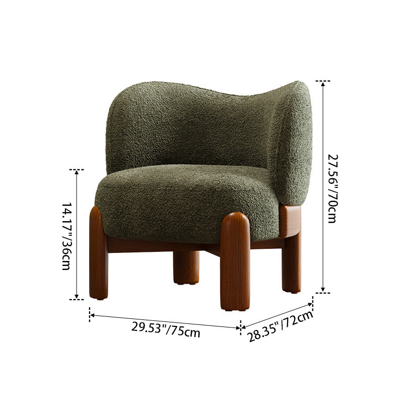 Modern Minimalist Curved Velvet Upholstered Solid Wood Accent Chair Backrest Armrest For Living Room