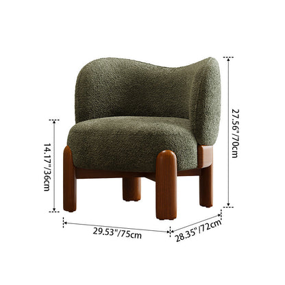 Modern Minimalist Curved Velvet Upholstered Solid Wood Accent Chair Backrest Armrest For Living Room