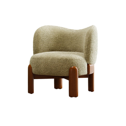 Modern Minimalist Curved Velvet Upholstered Solid Wood Accent Chair Backrest Armrest For Living Room