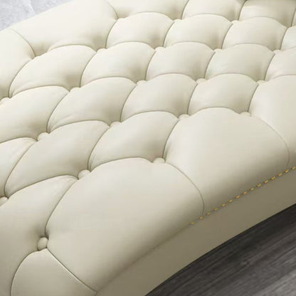 Contemporary Luxury Rectangular Faux Nappa Leather Solid Wood Stainless Steel Accent Chair Chaise Lounge Backrest Armrest For Living Room