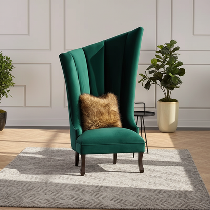 Contemporary Luxury Trapezoidal Velvet Upholstered Solid Wood Accent Chair Backrest Armless For Living Room