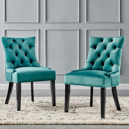 Modern Minimalist Rectangular Velvet Cotton-Linen Solid Wood Dining Chair Backrest Armless For Dining Room
