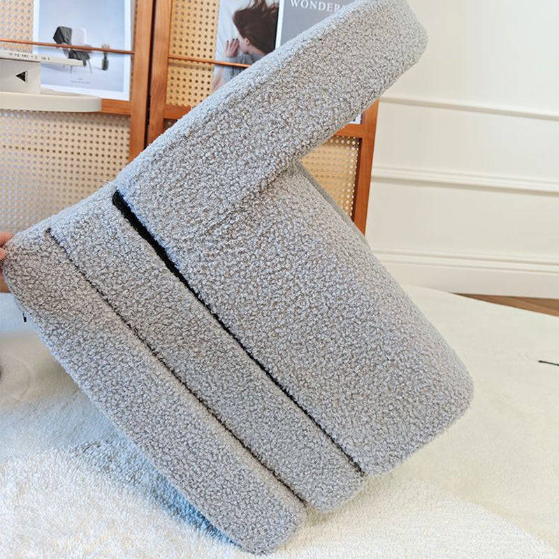 Contemporary Creative Curved Teddy Velvet Foam Kids Foldable Accent Chair Backrest Armrest For Living Room