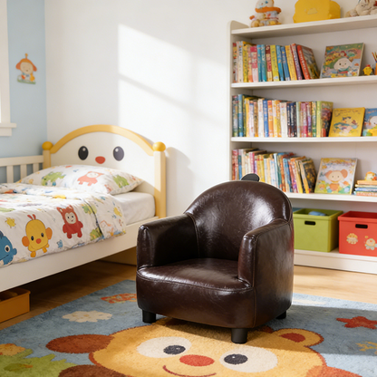 Contemporary Creative Dinosaur-Shaped PU Leather Solid Wood Kids Accent Chair Backrest Armrest For Living Room