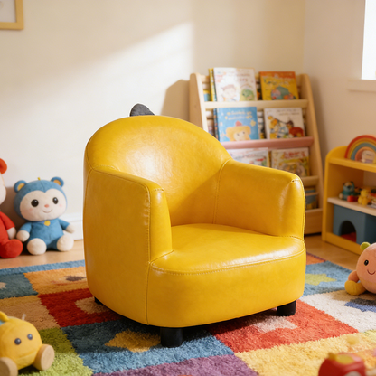 Contemporary Creative Dinosaur-Shaped PU Leather Solid Wood Kids Accent Chair Backrest Armrest For Living Room