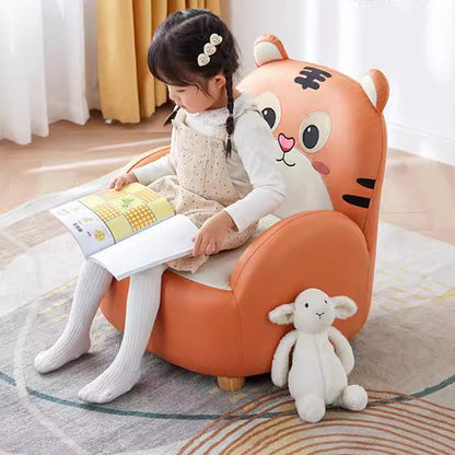 Contemporary Creative Animal-Shaped Synthetic Fabric Solid Wood Kids Accent Chair Backrest Armrest For Living Room