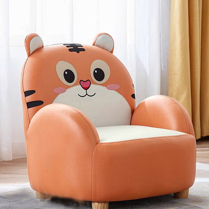 Contemporary Creative Animal-Shaped Synthetic Fabric Solid Wood Kids Accent Chair Backrest Armrest For Living Room