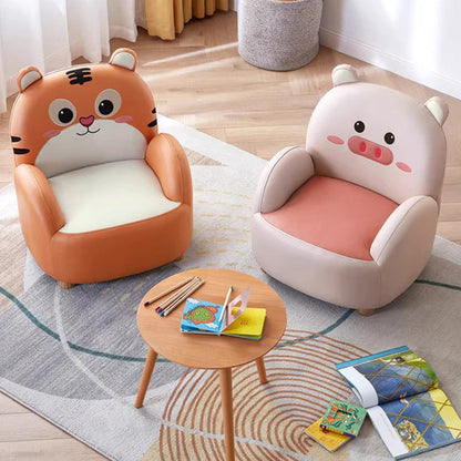 Contemporary Creative Animal-Shaped Synthetic Fabric Solid Wood Kids Accent Chair Backrest Armrest For Living Room