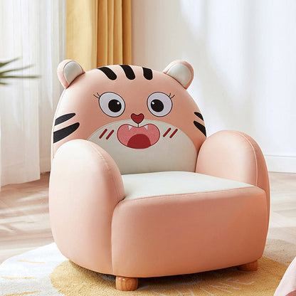 Contemporary Creative Animal-Shaped Synthetic Fabric Solid Wood Kids Accent Chair Backrest Armrest For Living Room