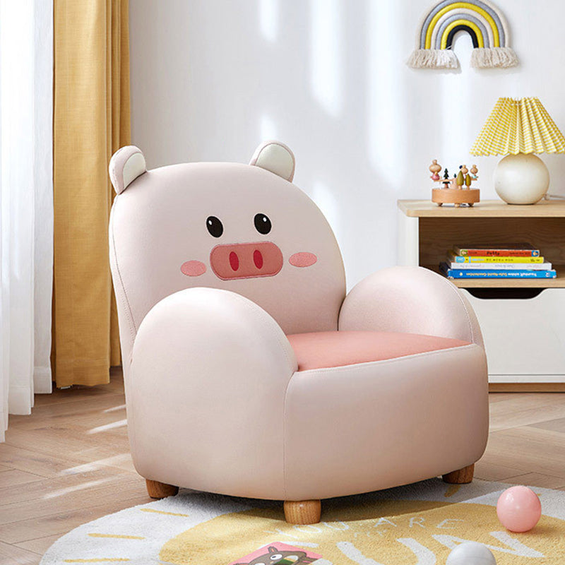 Contemporary Creative Animal-Shaped Synthetic Fabric Solid Wood Kids Accent Chair Backrest Armrest For Living Room