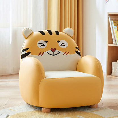 Contemporary Creative Animal-Shaped Synthetic Fabric Solid Wood Kids Accent Chair Backrest Armrest For Living Room