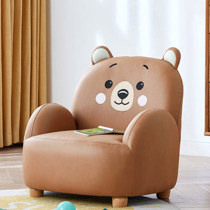 Contemporary Creative Animal-Shaped Synthetic Fabric Solid Wood Kids Accent Chair Backrest Armrest For Living Room