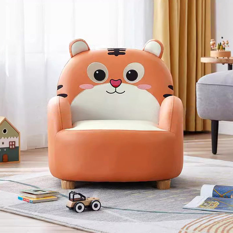 Contemporary Creative Animal-Shaped Synthetic Fabric Solid Wood Kids Accent Chair Backrest Armrest For Living Room