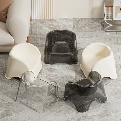 Modern Minimalist Kids Curved PET Low Stool Backrest Armrest For Living Room