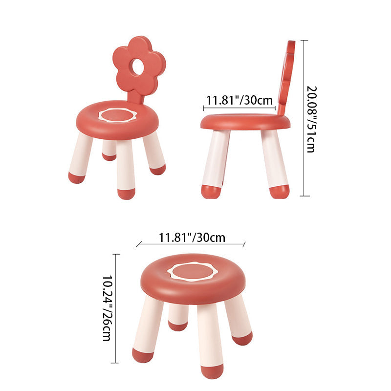 Contemporary Creative Kids Flower-Shaped PP Low Stool Backrest Armless For Living Room