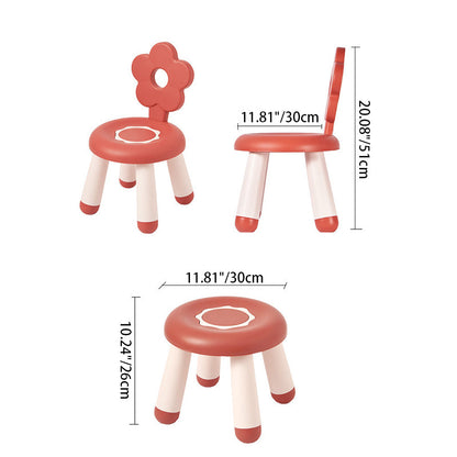 Contemporary Creative Kids Flower-Shaped PP Low Stool Backrest Armless For Living Room