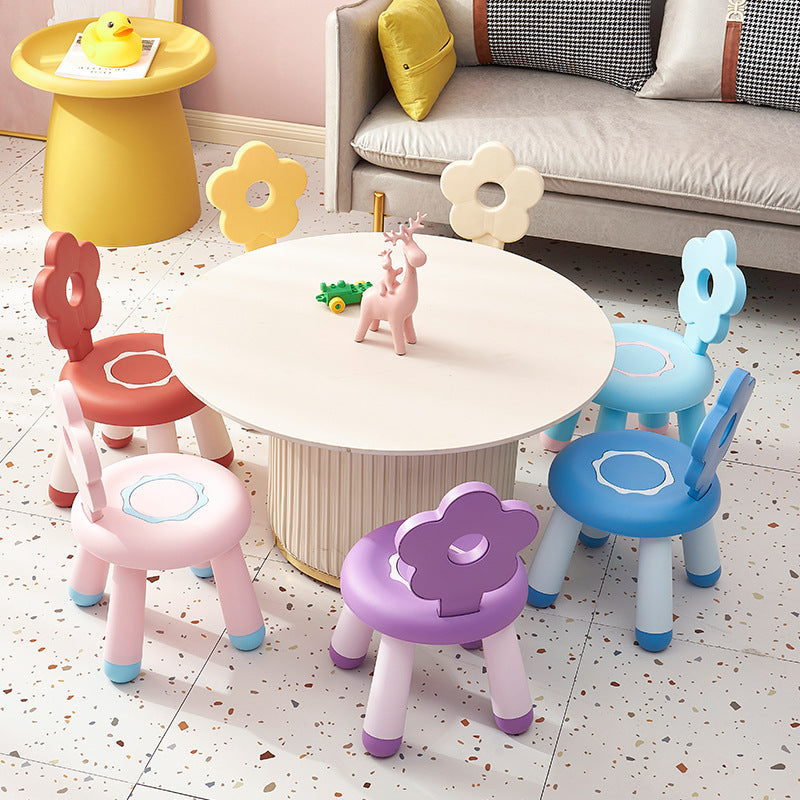 Contemporary Creative Kids Flower-Shaped PP Low Stool Backrest Armless For Living Room
