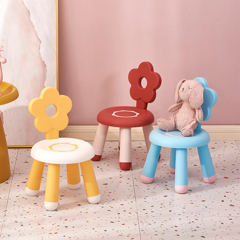 Contemporary Creative Kids Flower-Shaped PP Low Stool Backrest Armless For Living Room