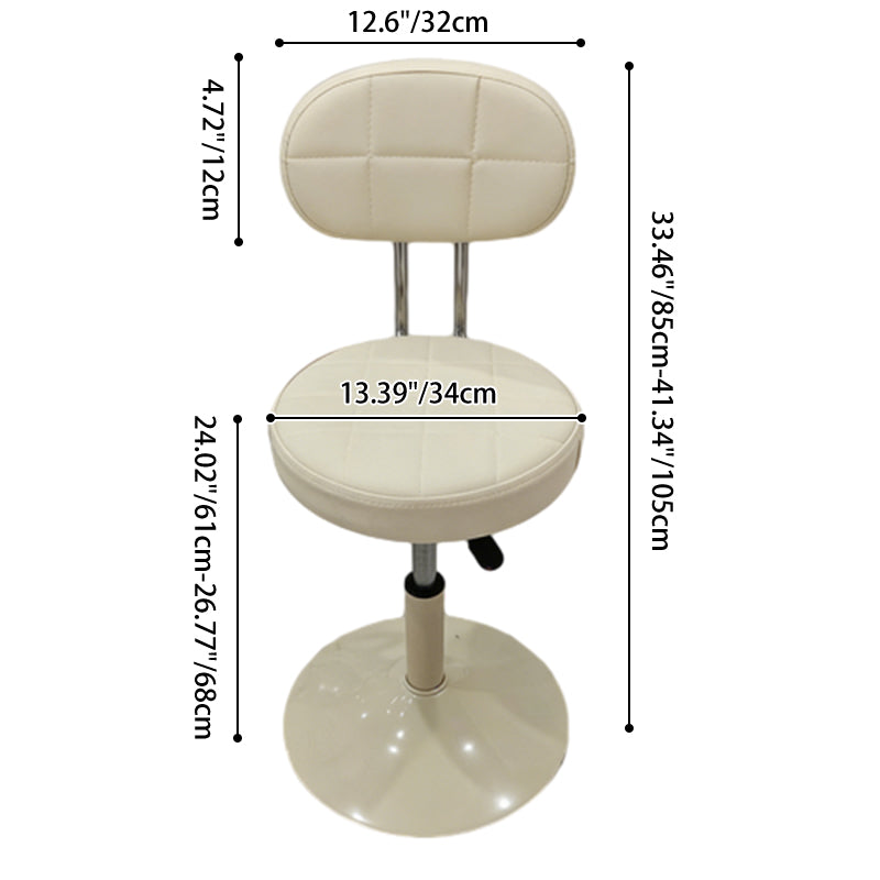 Contemporary Scandinavian Round Steel PU Leather Height Adjustable Bar Stool For Kitchen