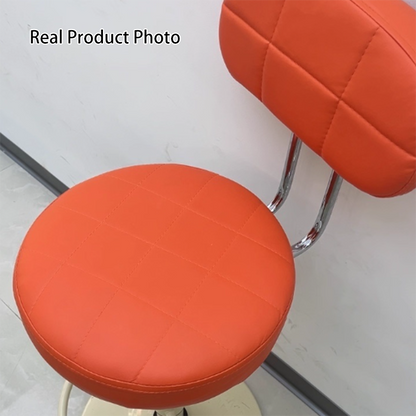 Contemporary Scandinavian Round Steel PU Leather Height Adjustable Bar Stool For Kitchen