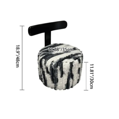 Contemporary Luxury Round Faux Velvet Rubberwood Plywood Movable Low Stool For Living Room