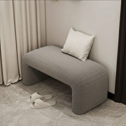 Contemporary Scandinavian Rectangular PU Leather Faux Velvet Wood Panel Shoe Bench For Entryways