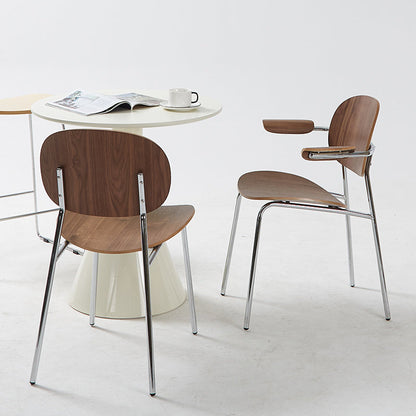 Modern Minimalist Square Carbon Steel Bentwood Backrest Dining Chair For Dining Room