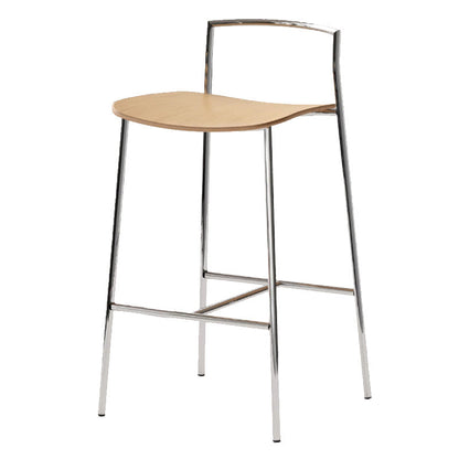 Modern Minimalist Square Iron Plywood Bar Stool For Dining Room