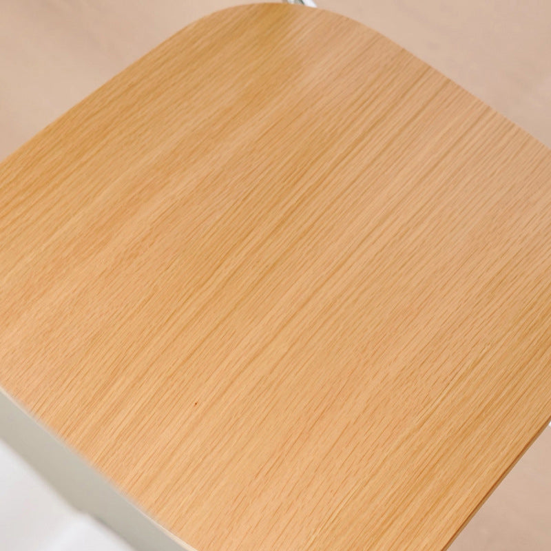 Modern Minimalist Square Iron Plywood Bar Stool For Dining Room