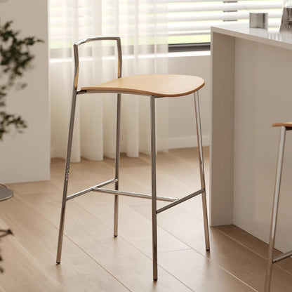 Modern Minimalist Square Iron Plywood Bar Stool For Dining Room