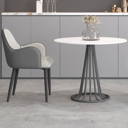 Contemporary Scandinavian Square Iron Carbon Steel PU Leather Dining Chair For Dining Room