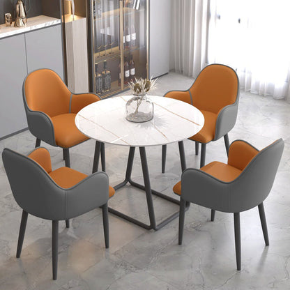 Contemporary Scandinavian Square Iron Carbon Steel PU Leather Dining Chair For Dining Room