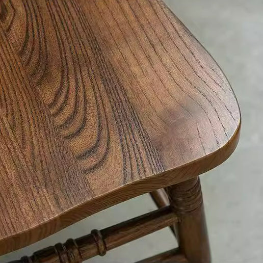 Traditional Farmhouse Rectangular Rubberwood Backrest Dining Chair For Dining Room