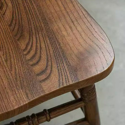 Traditional Farmhouse Rectangular Rubberwood Backrest Dining Chair For Dining Room