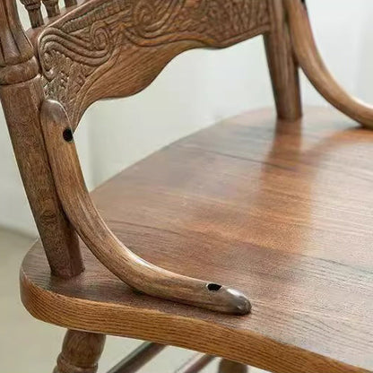 Traditional Farmhouse Rectangular Rubberwood Backrest Dining Chair For Dining Room