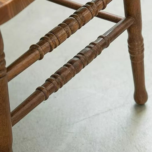 Traditional Farmhouse Rectangular Rubberwood Backrest Dining Chair For Dining Room