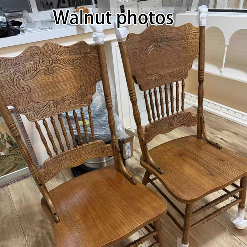 Traditional Farmhouse Rectangular Rubberwood Backrest Dining Chair For Dining Room