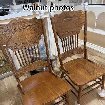 Traditional Farmhouse Rectangular Rubberwood Backrest Dining Chair For Dining Room