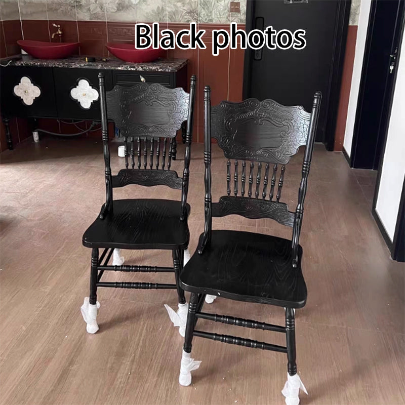 Traditional Farmhouse Rectangular Rubberwood Backrest Dining Chair For Dining Room