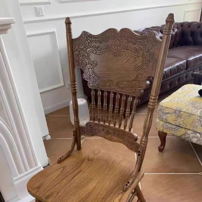 Traditional Farmhouse Rectangular Rubberwood Backrest Dining Chair For Dining Room
