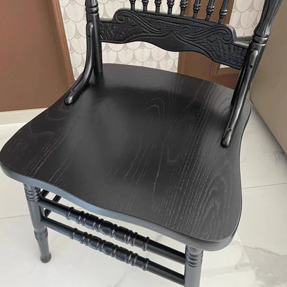 Traditional Farmhouse Rectangular Rubberwood Backrest Dining Chair For Dining Room