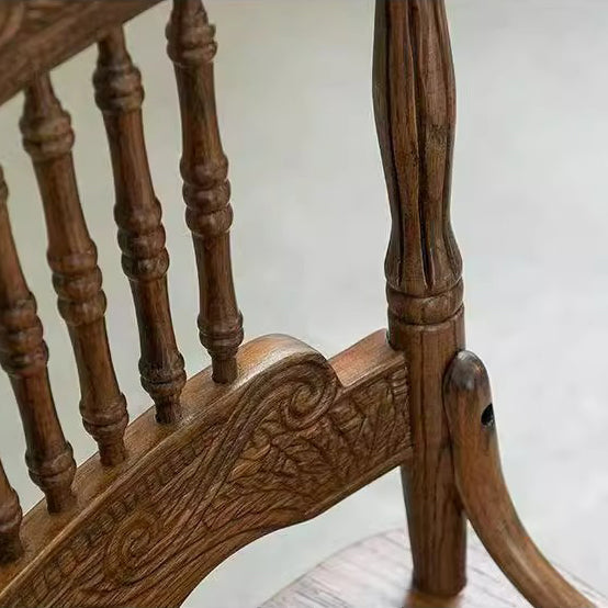 Traditional Farmhouse Rectangular Rubberwood Backrest Dining Chair For Dining Room