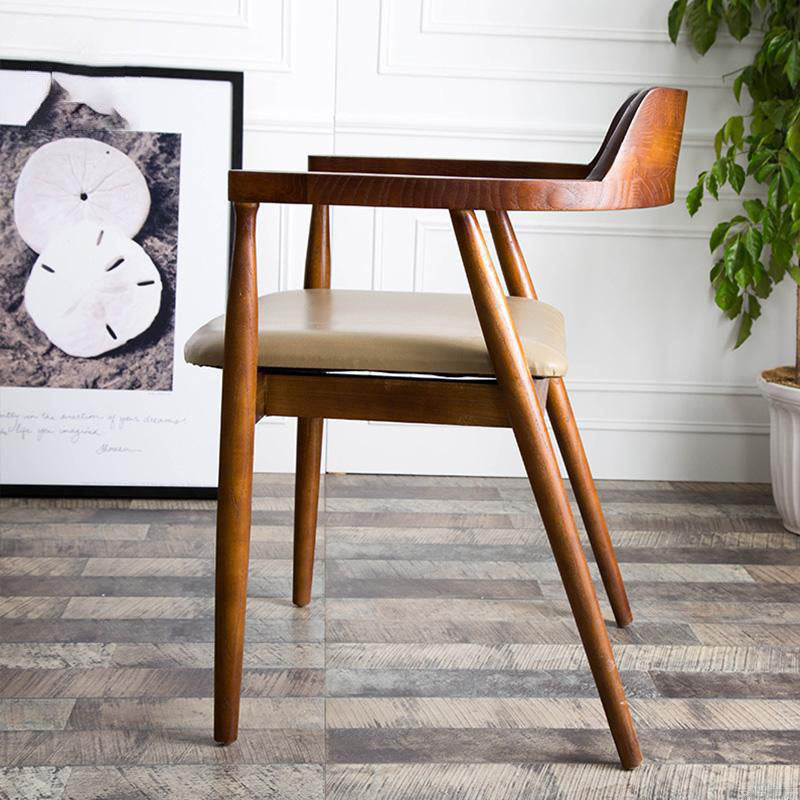 Modern Minimalist Square White Camphor Wood PU Leather Backrest Chair For Living Room