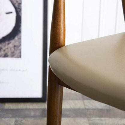 Modern Minimalist Square White Camphor Wood PU Leather Backrest Chair For Living Room