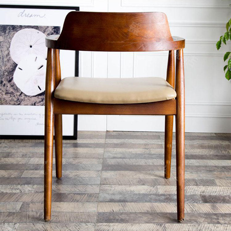 Modern Minimalist Square White Camphor Wood PU Leather Backrest Chair For Living Room