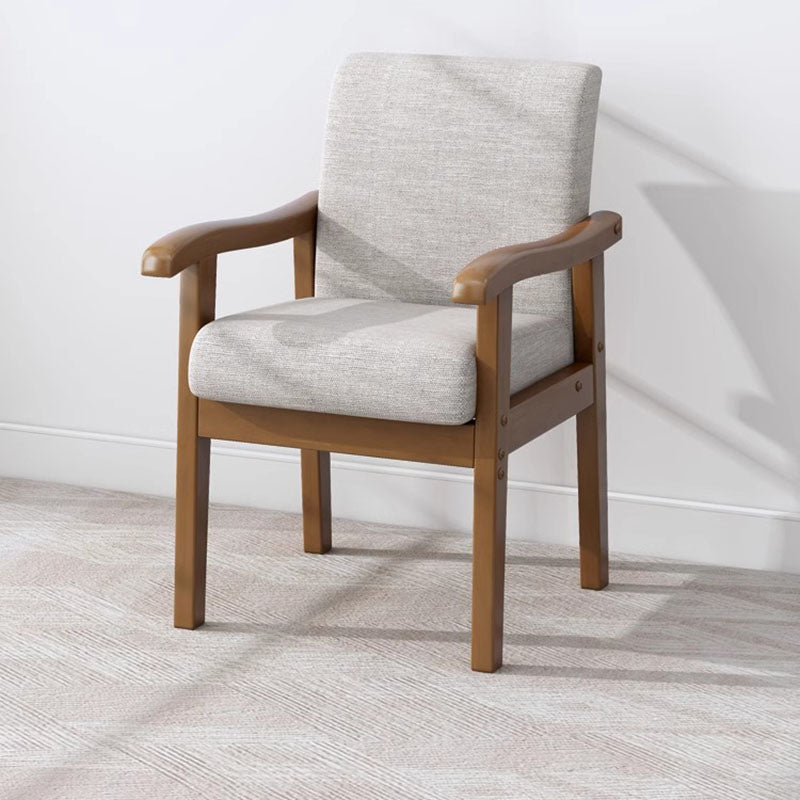 Modern Minimalist Square Cotton-Linen Rubberwood Backrest Dining Chair For Dining Room