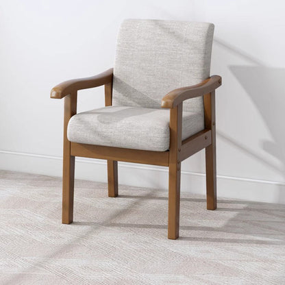 Modern Minimalist Square Cotton-Linen Rubberwood Backrest Dining Chair For Dining Room